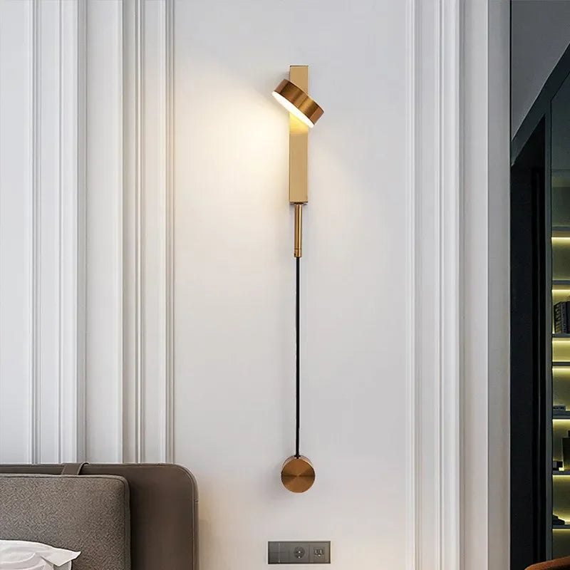 Afralia™ Adjustable LED Wall Lamp Rotation Dimming Switch Indoor Sconce Lighting