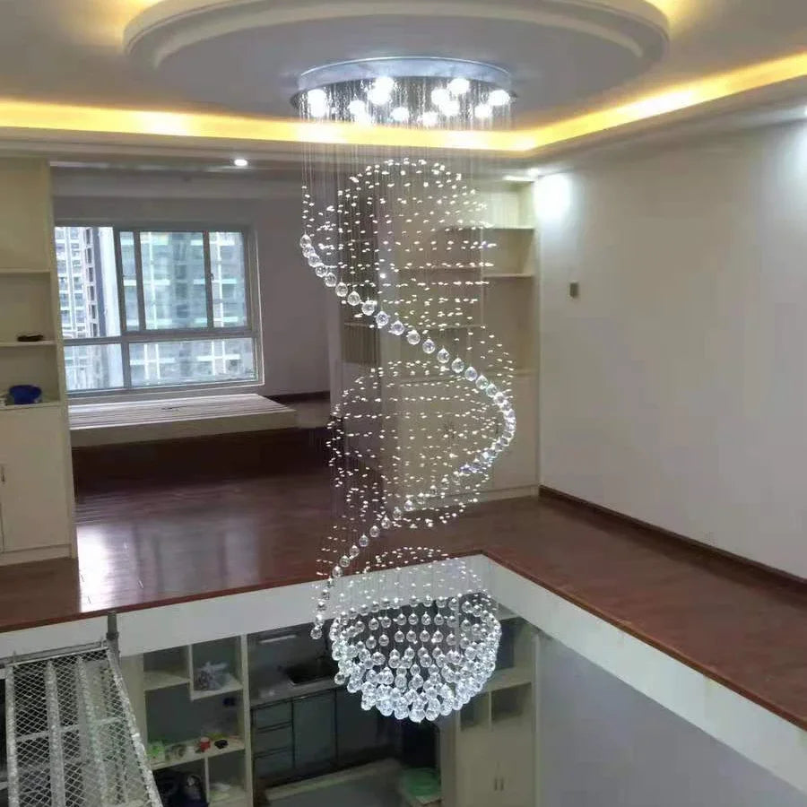 Afralia™ Modern Crystal Chandelier: Large LED Staircase Ball Lustre Light for Living Room & Lobby