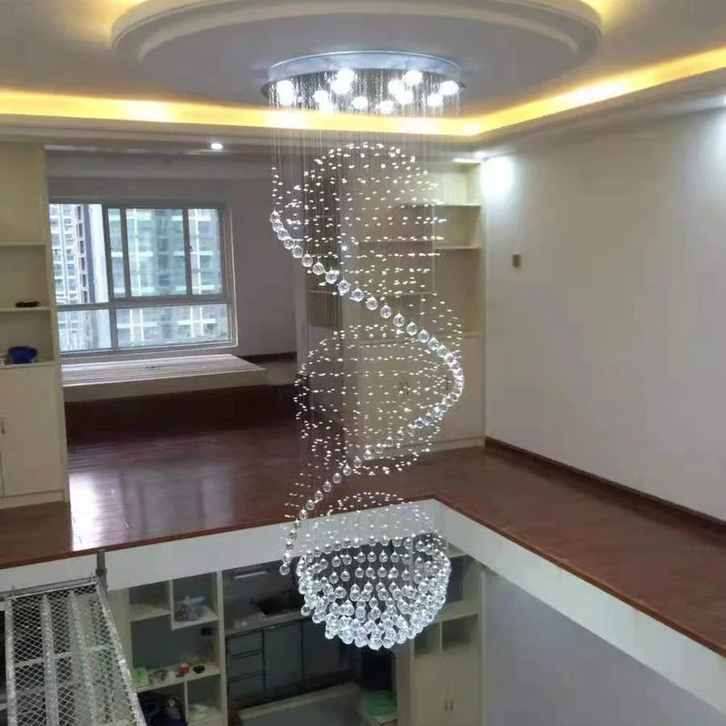 Afralia™ Crystal Chandelier: Modern LED Staircase Light for Living Room and Lobby