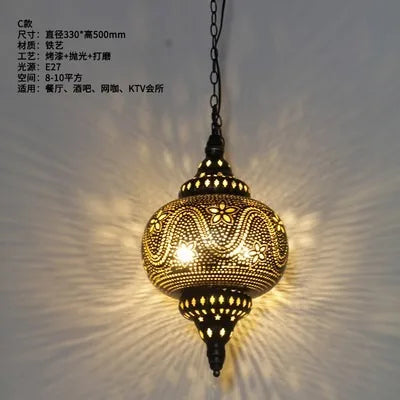 Afralia™ Antique Hollow Carving Pendant Light - Vintage LED Decor for Home, Hotel, Restaurant