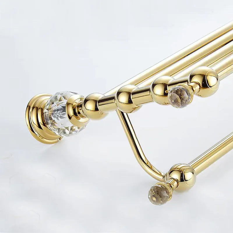 Afralia™ Crystal Bathroom Towel Rack: European Style Hardware Bath Organizer