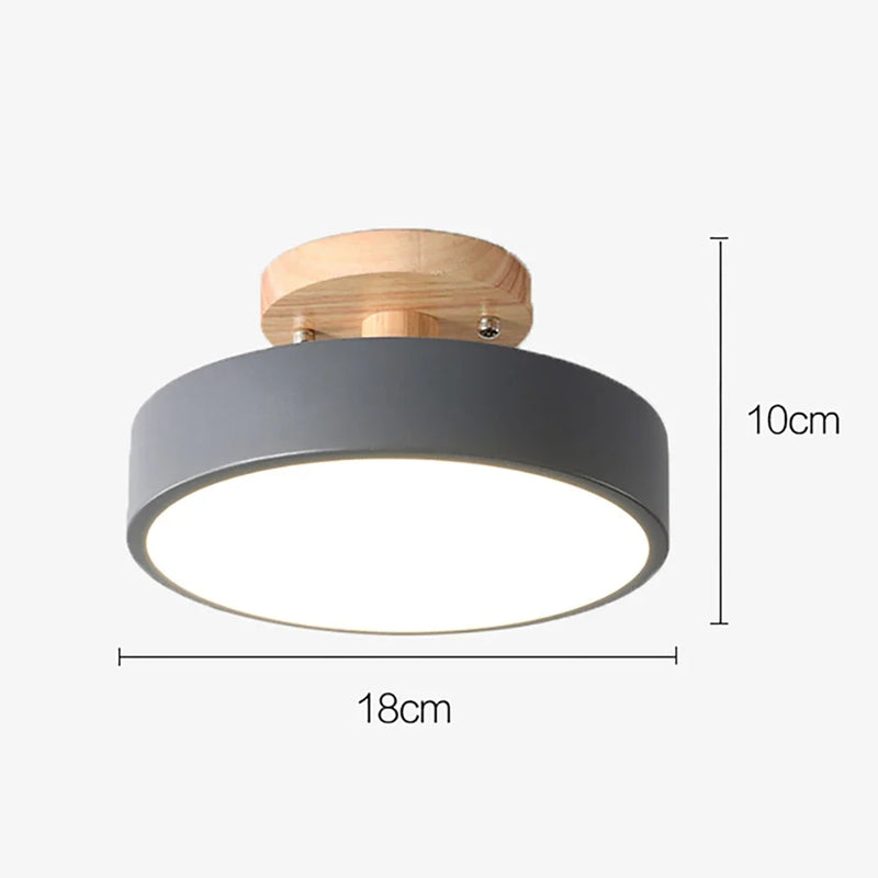 Afralia™ Nordic LED Makaron Wood Round Ceiling Lamp