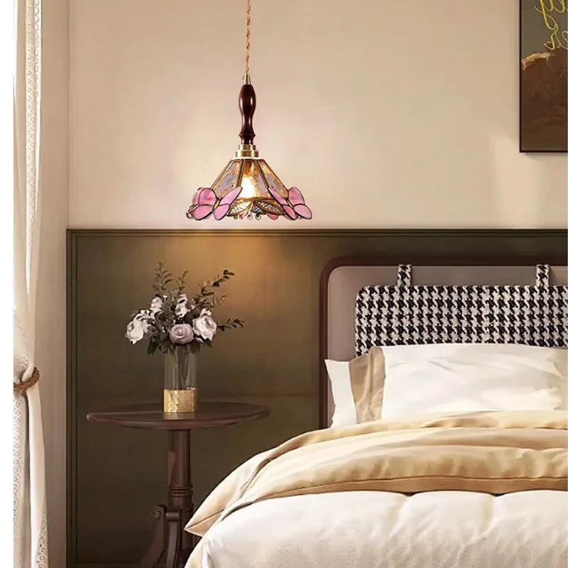Afralia™ Butterfly Glass LED Pendant Light for Bedroom and Living Room