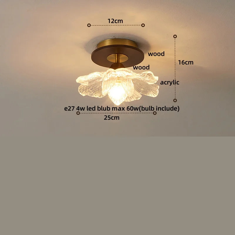 Afralia™ Tiffany Cube Glass LED Ceiling Lamp Copper Canopy Flush Mount Light