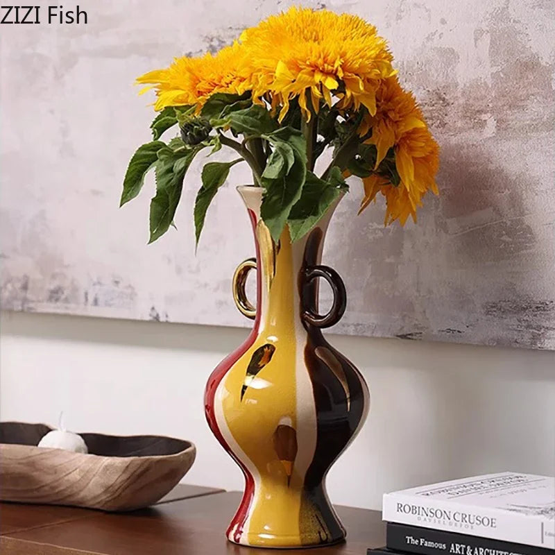 Afralia™ Ceramic Vase Plant Pots: Creative Floral Arrangement Ornaments for Aesthetic Room Decor