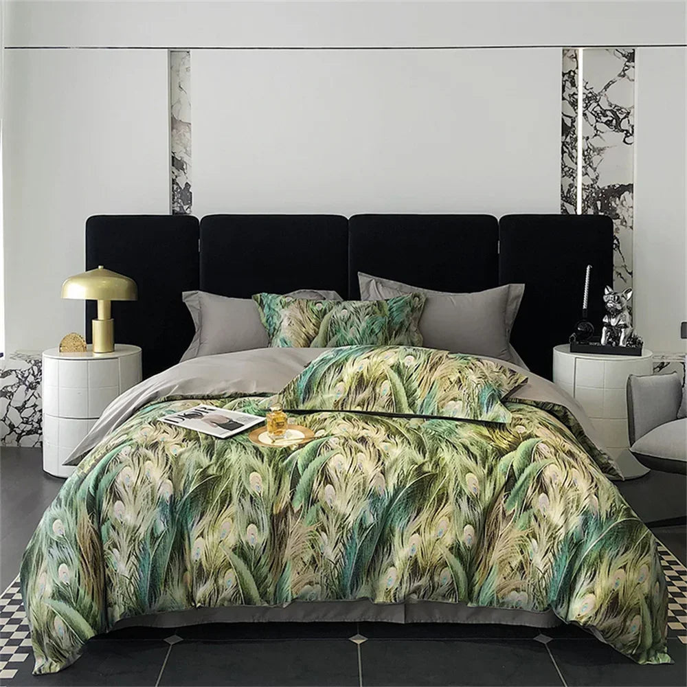 Afralia™ Colorful Egyptian Cotton Bedding Set: Sheet, Pillowcase, Duvet Cover - Queen King Full Size