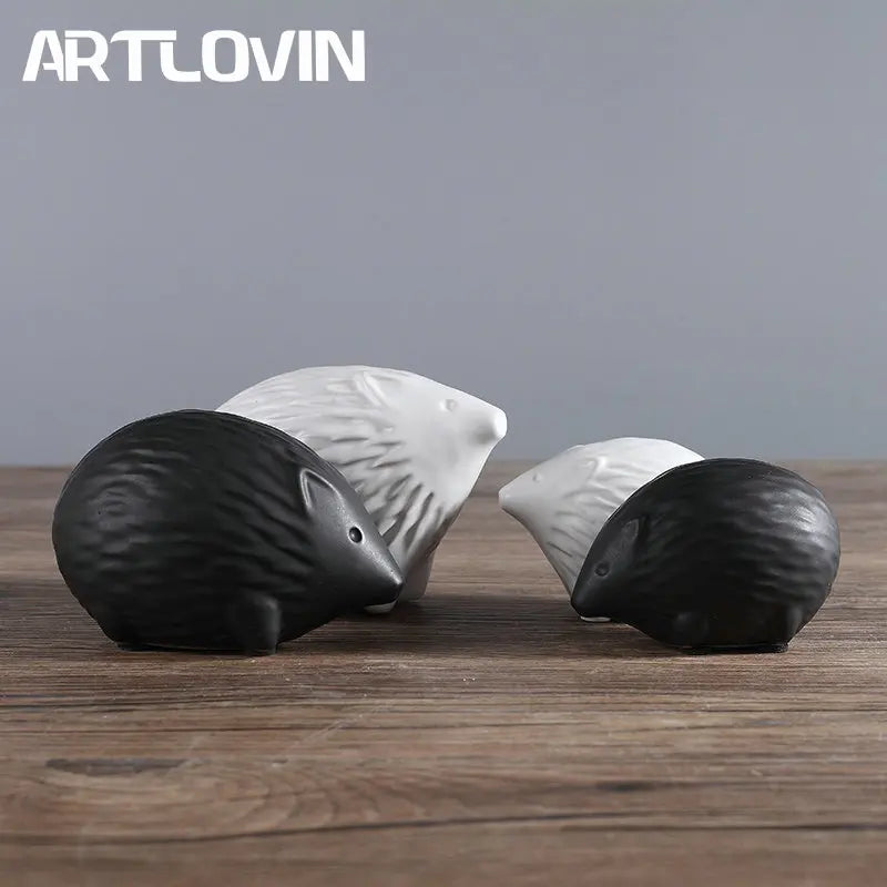 Afralia™ Matte Abstract Polar Bear Bird Figurine Home Decor Porcelain Ornament