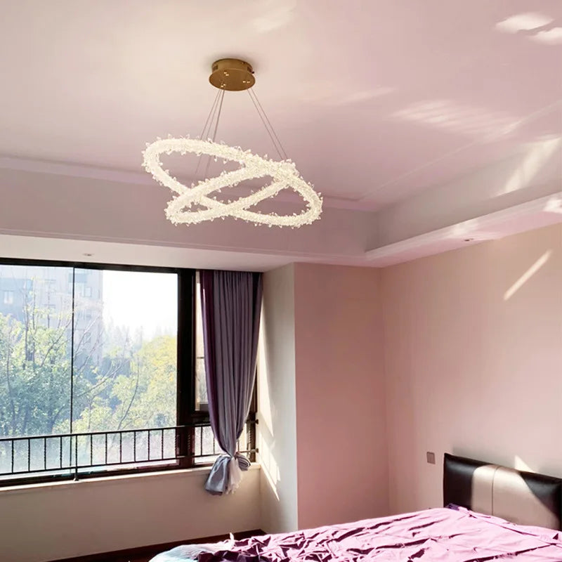 Afralia™ Luxe Crystal Circle LED Pendant Light - Dimmable Art Deco Style