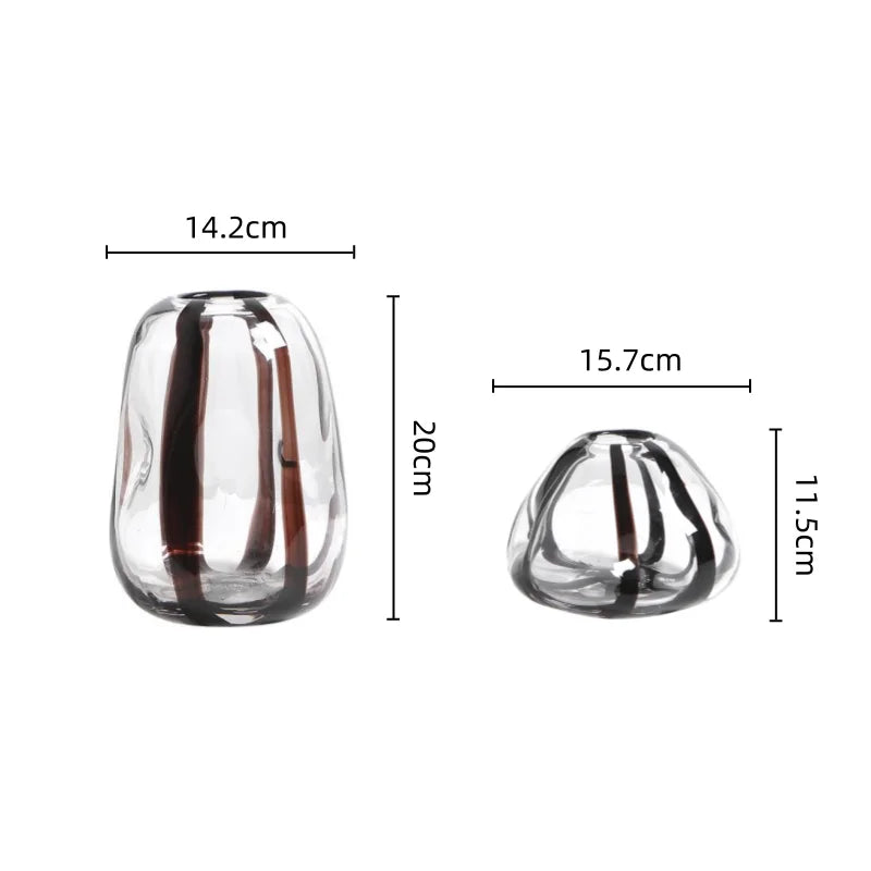 Afralia™ Striped Glass Vase for Home Decor and Floral Arrangements.
