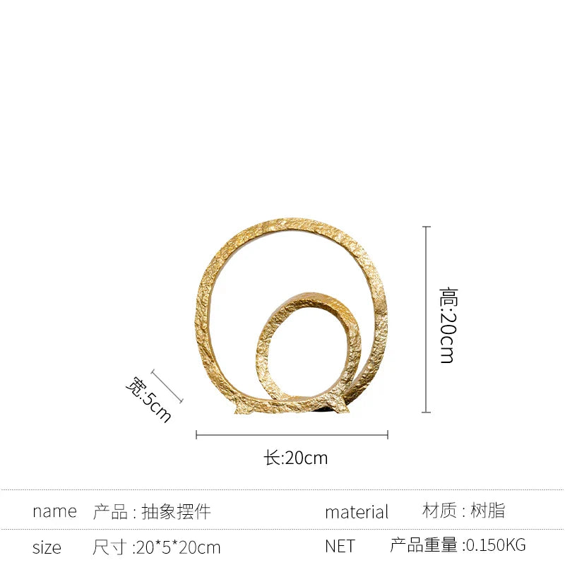 Afralia™ Golden Circle Hollowed-out Ornaments: Home Decor Figurines