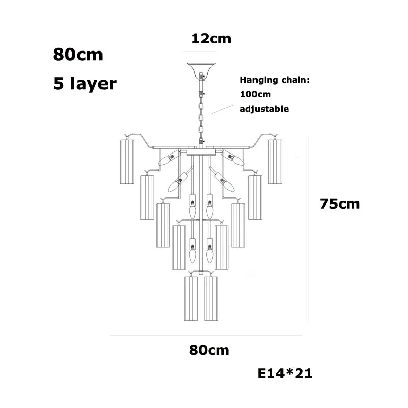 Afralia™ Glass Column Chandelier: Trendy French Design in Blue Pink Green for Dining Room.