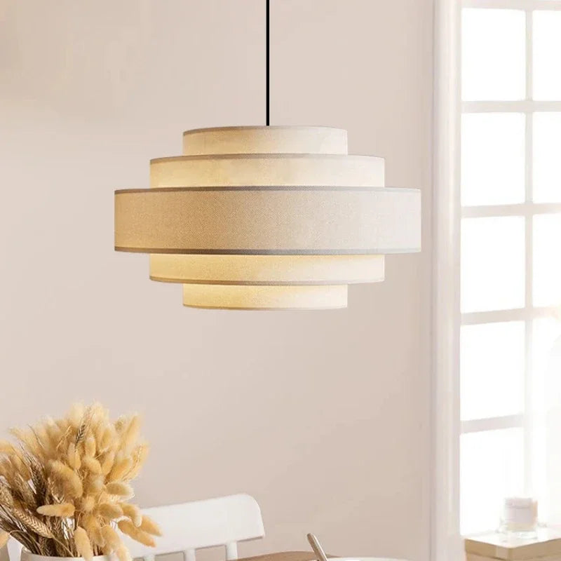 Afralia™ Minimalist Fabric Pendant Chandelier for Bedroom and Bar - LED Ceiling Lamp