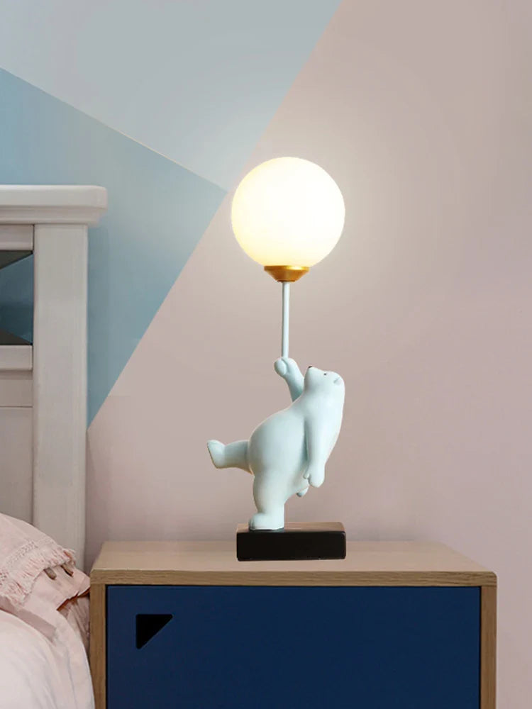 Afralia™ Modern Bear LED Desk Lamp Resin Art Deco Bedroom Living Room Loft Decor