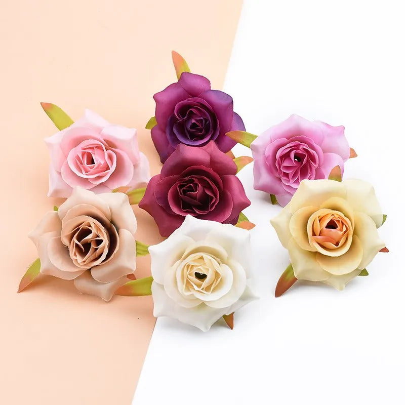 Afralia™ Silk Roses Heads: 6CM Cheap Artificial Flowers for Home Wedding Decor & DIY