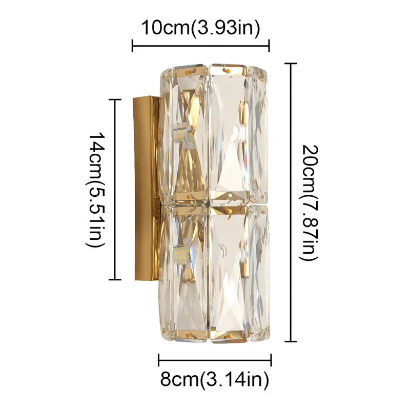 Afralia™ Modern Luxury Crystal Wall Sconce LED Light for Home Decor