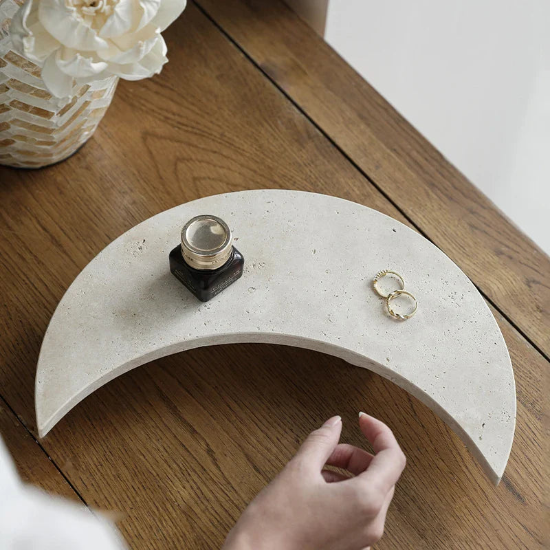 Afralia™ Moon-Shaped Tray & Dish Set for Candle, Mubkhar, Jewelry & Perfume