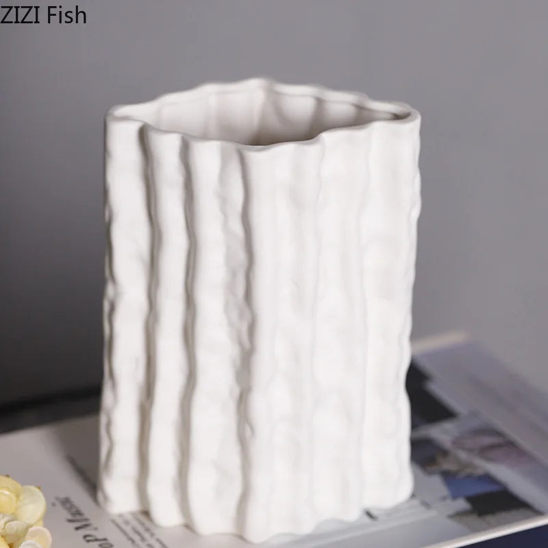Afralia™ Glacial Ceramic Vase: Hydroponic Flower Pots, Desk Decoration, Room Aesthetic Decor