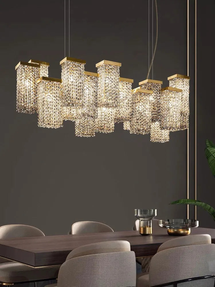 Afralia™ Modern Luxury Crystal Pendant Chandelier for Dining Room and Bar