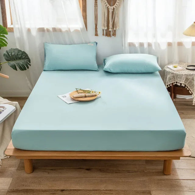Afralia™ Thicken Sanded Double Bed Fitted Sheet Set with Pillow Covers