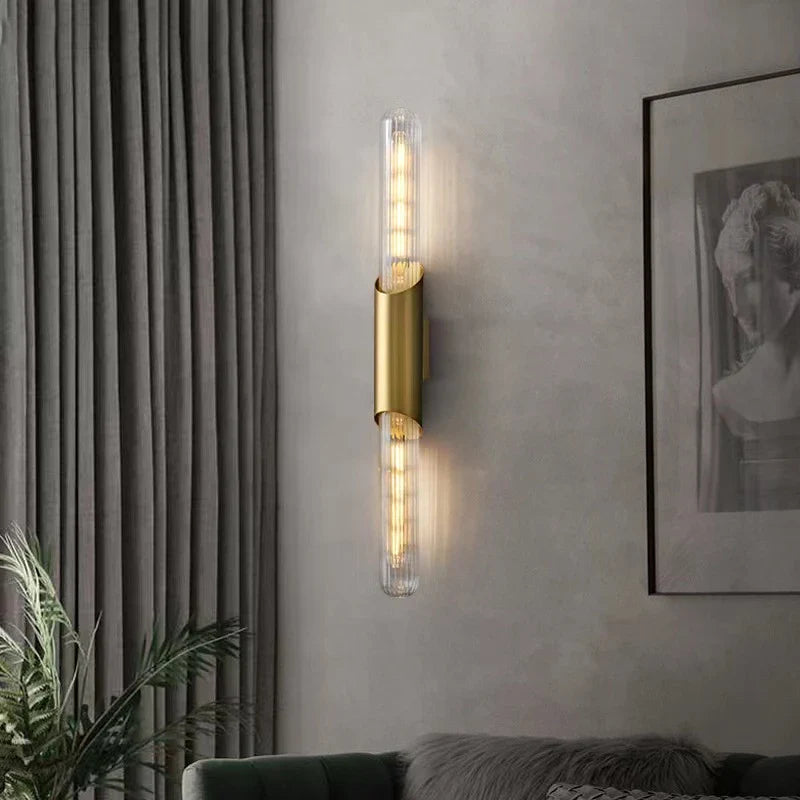Afralia™ Modern Luxury Glass Wall Light Gold Finish - Elegant Indoor LED Lighting
