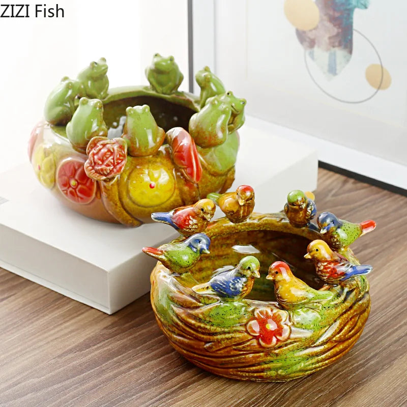 Afralia™ Ceramic Bird Fruit Plate: Decorative Snacks Tray, Nuts Bowl, Candy Storage