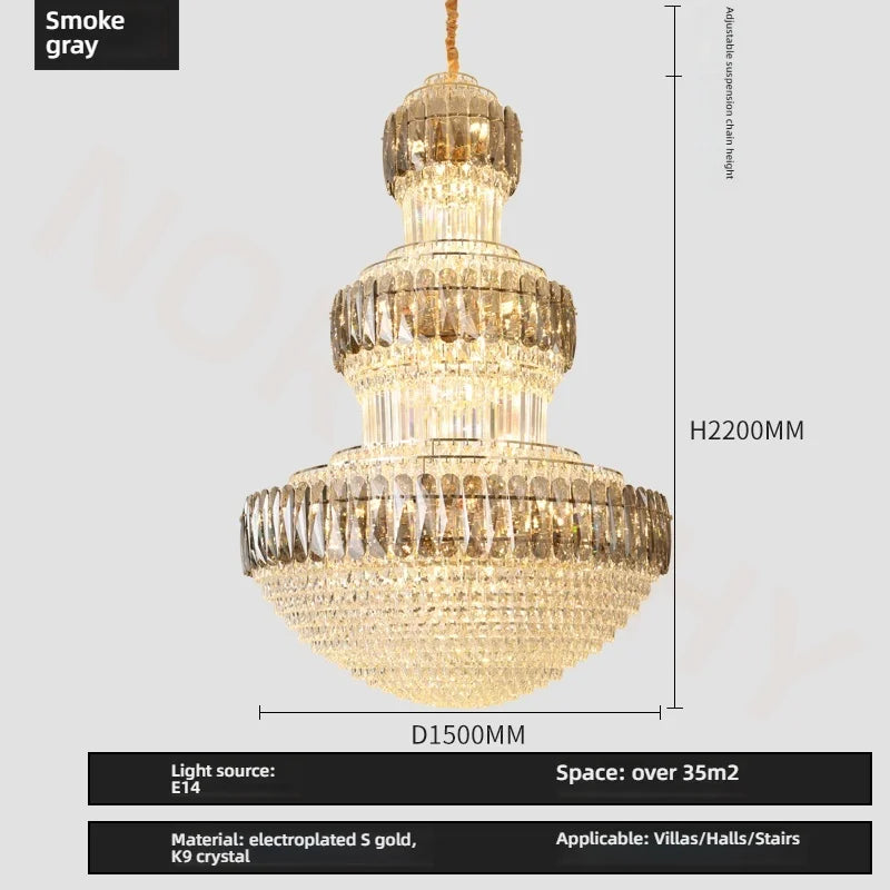 Afralia™ High-End Circular Crystal LED Pendant Light for Modern Living Room Luxurious Villa Lobby