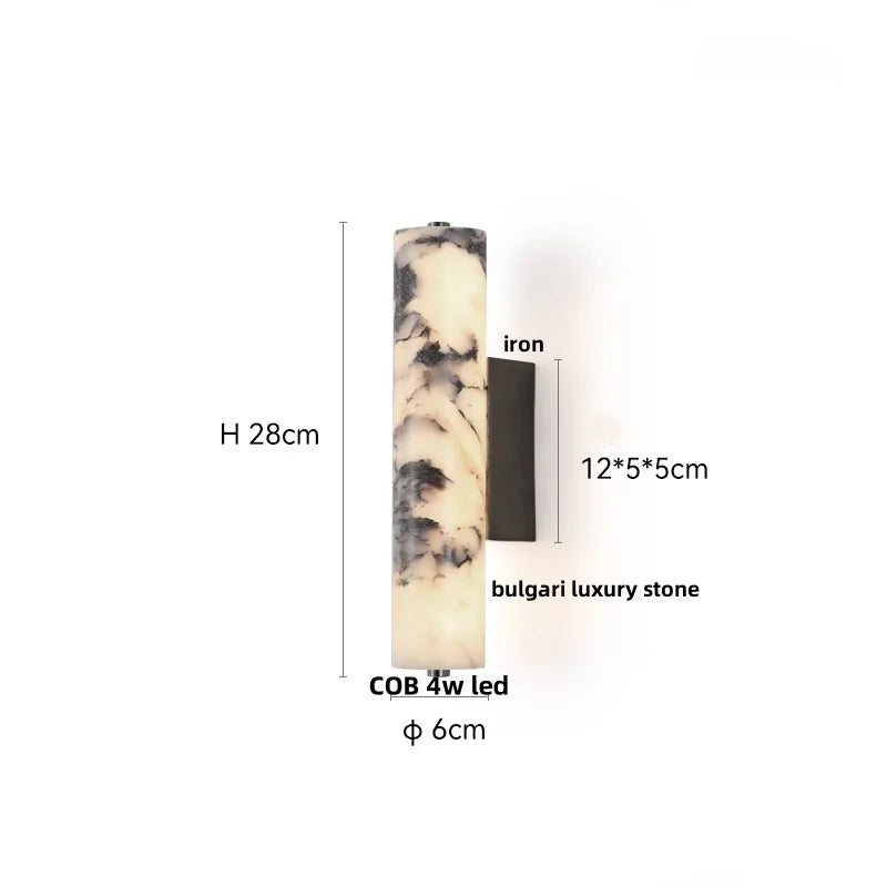 Afralia™ Marble Stone LED Wall Sconce, Rotatable Switch, White Glass, Carbon Steel