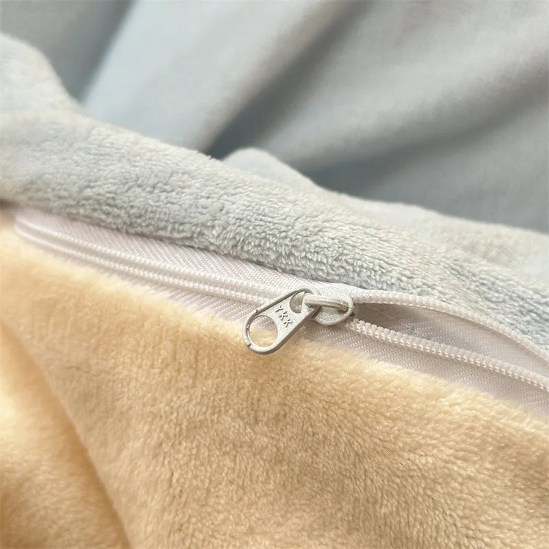 Afralia™ Coral Color Blocked Velvet Single Duvet Cover for Winter