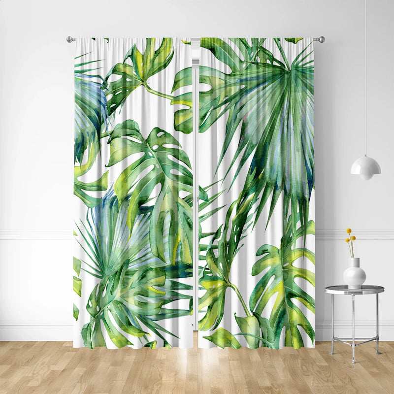 Afralia™ Tropical Leaf Gauze Curtain for Kitchen, Living Room, Balcony, Garden