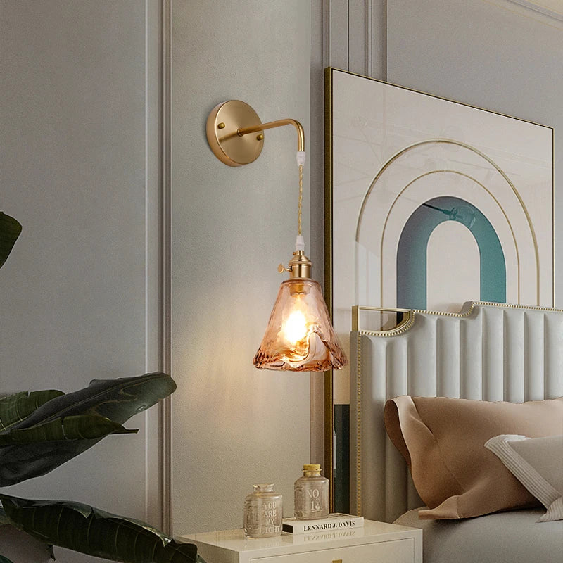 Afralia™ Copper Glass LED Wall Light for Modern Nordic Living Room Bedroom