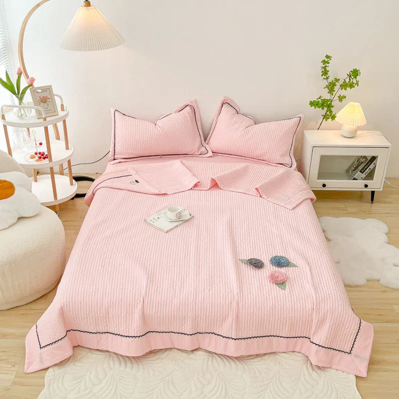 Afralia™ Princess Bubble Yarn Quilted Comforter Set - Elegant Handmade Flowers, Skin-friendly Blanket