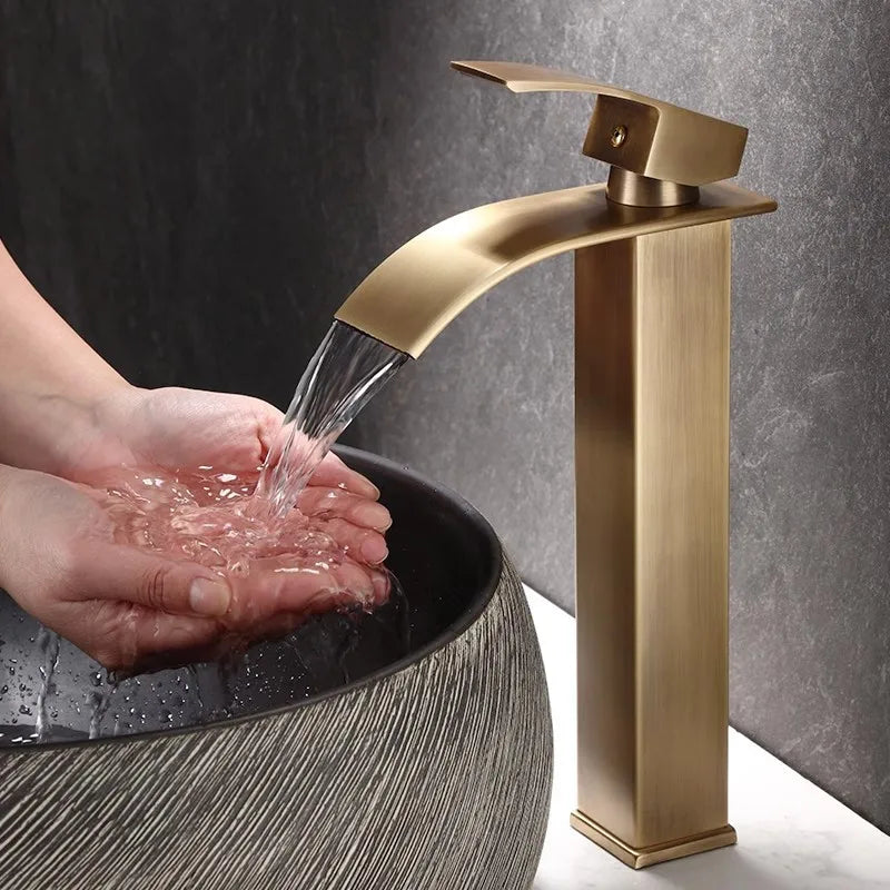 Afralia™ Bronze Basin Faucet: Hot & Cold Water Mixer Tap for Bathroom Sink