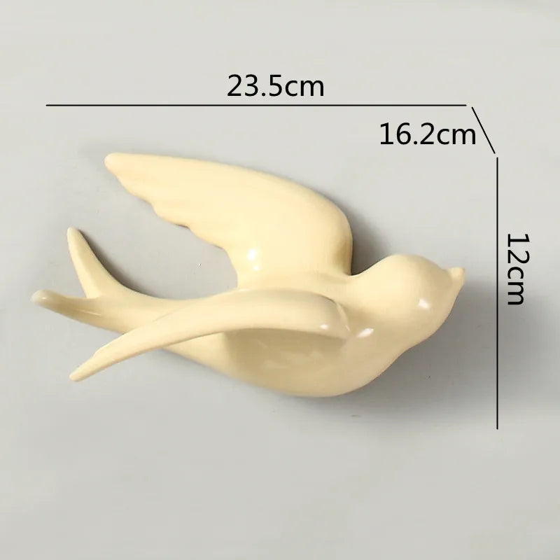 Afralia™ Flying Bird Ceramic Wall Ornament Simulation Room Decoration Indoor Accent