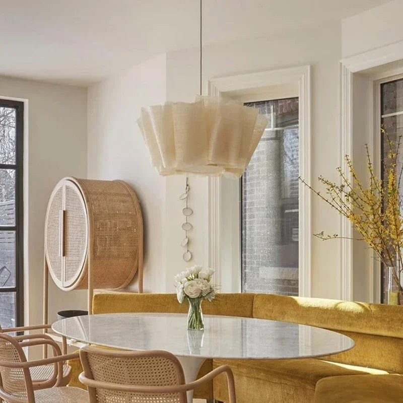 Afralia™ Wabi Sabi Handmade Fabric Led Chandelier for B&B Indoor Lighting