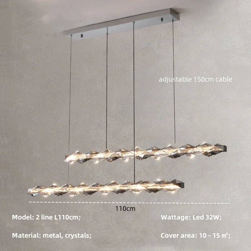 Afralia™ Crystal Chandelier Pendant Light - Dimmable Modern Luxury LED Chrome Luminaria