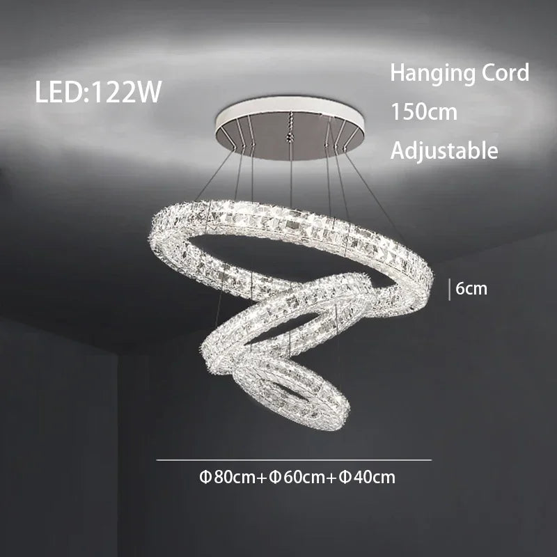 Afralia™ Modern Crystal Chandelier Chrome Golden Round Pendant Lights