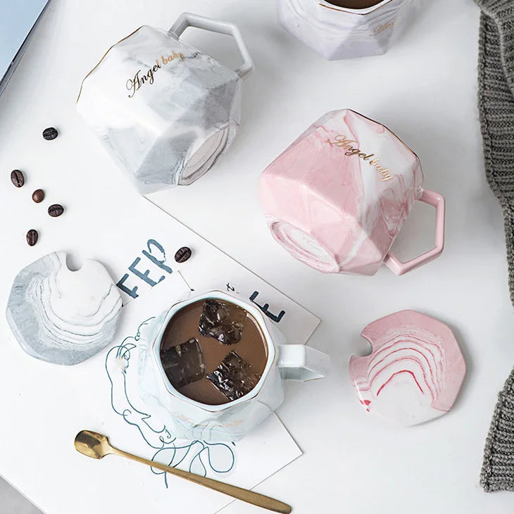 Afralia™ Marbled Ceramic Coffee Mug Set, Nordic Design, Ideal for Couples, Weddings, and Gifts