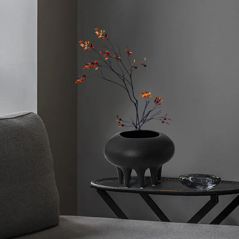 Afralia™ High Legged Ceramic Flower Vase for Home Decorations and Hydroponic Arrangements