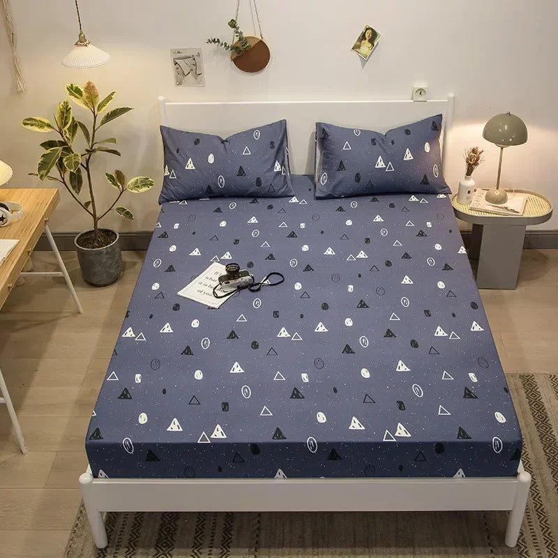 Afralia™ Queen Size Cotton Fitted Sheet Set with Cute Print, Soft and Skin-friendly Bed Cover