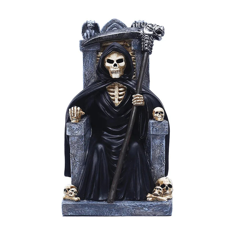 Afralia™ Skull Head Horror Sculpture Home Decor Craft Halloween Ornament Gift