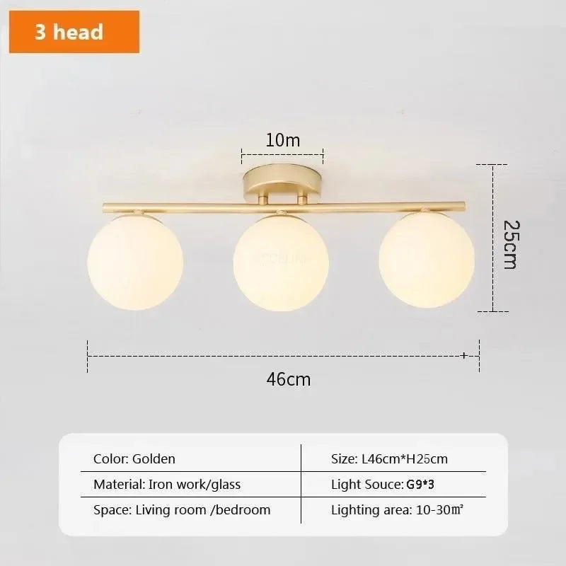 Afralia™ Nordic Glass LED Ceiling Light for Corridor, Entrance, Bedroom - Golden Dining Room Balcony Lighting