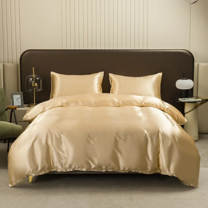 Afralia™ Ice Rayon Duvet Cover and Pillowcase Set: Smooth Comfort in Single & Double Sizes