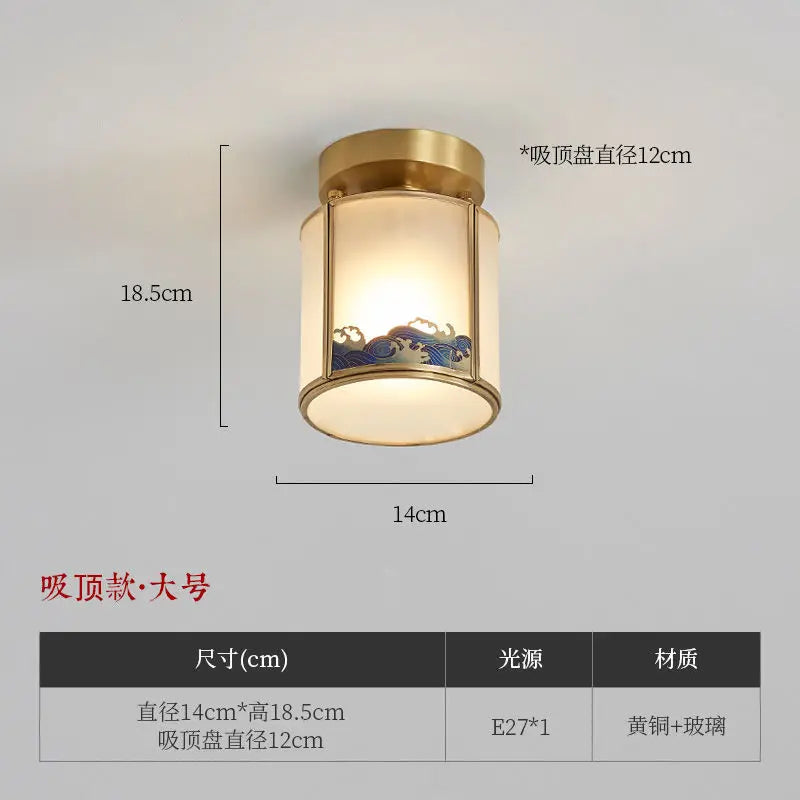 Afralia™ Chinese Style Copper Pendant Light for Bedroom, Aisle, and Headboard Zen Chandelier