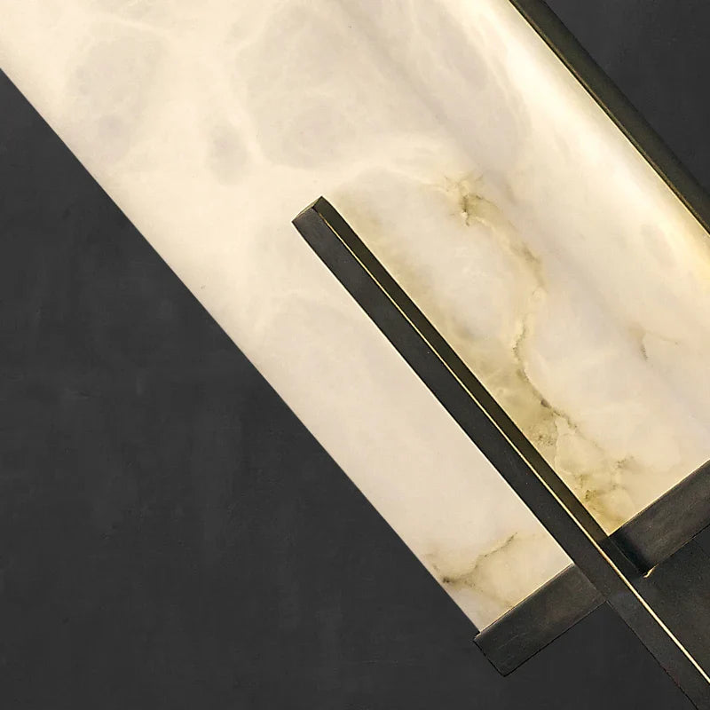 Afralia™ Neo-Chinese Brass Marble Wall Lamp 60CM LED for Living Room and Bedroom