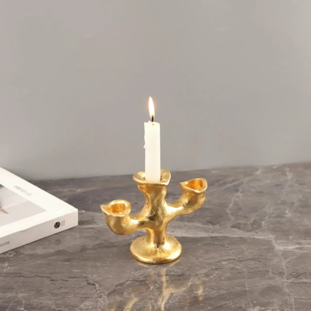 Afralia™ Gold Resin Candle Holder Trio for Wedding Centerpieces & Home Decor