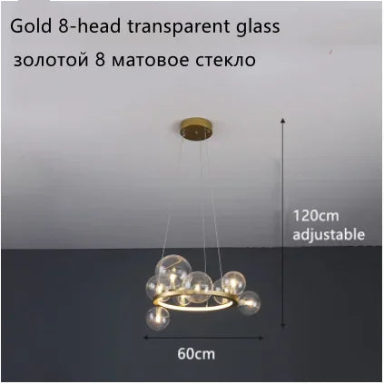 Afralia™ Glass Ball LED Chandelier: Modern Nordic Style for Living, Dining, Kitchen, Study