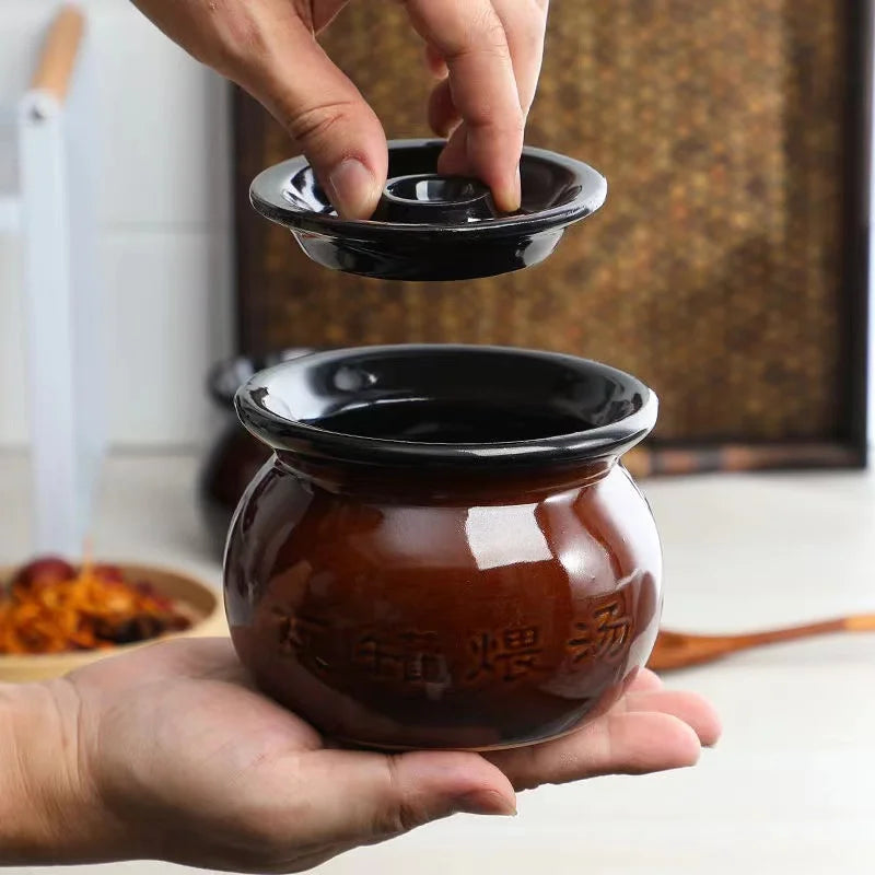 Afralia™ Ceramic Casserole Soup Stew Pot with Lid - Kitchen Cooking Pot