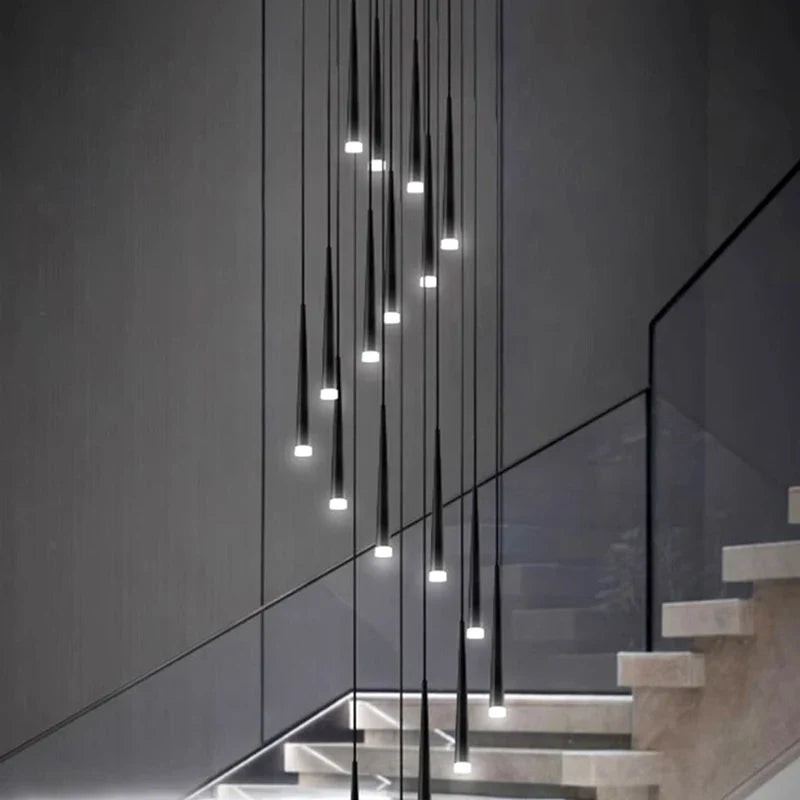 Afralia™ Modern Stair Chandelier Pendant Lights Ceiling Lamp LED Chandeliers Living Room Lighting