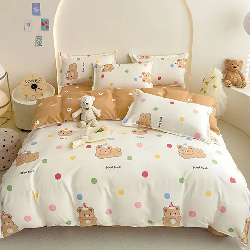 Afralia™ Cotton Printed Bedding Set: Thick & Cozy Single Bedclothes for Adults & Kids