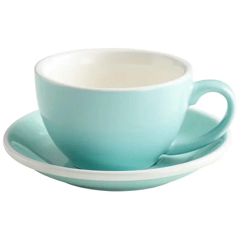 Afralia™ Ceramic Coffee Cup and Saucer Set - Latte Cups Tea Mug Breakfast Afternoon Teacup